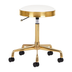 ActiveShop H7 Beauty Stool White & Gold - full product view at an angle on a white background
