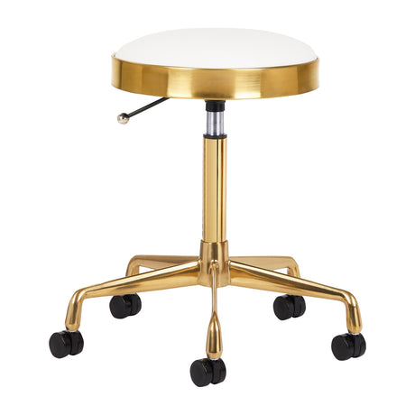 ActiveShop H7 Beauty Stool White & Gold - full product view at an angle on a white background