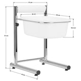 ActiveShop Height-Adjustable Pedicure Bowl Stand Chrome - pedicure bowl shown from above with measurements overlaid