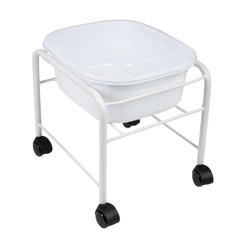 ActiveShop Height-Adjustable Pedicure Bowl Stand White - full product view at an angle on a white background