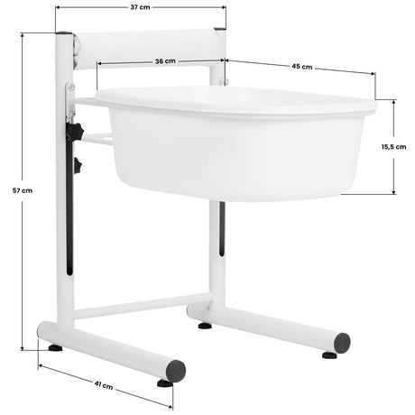 ActiveShop Height-Adjustable Pedicure Tray White - full product view on a white background