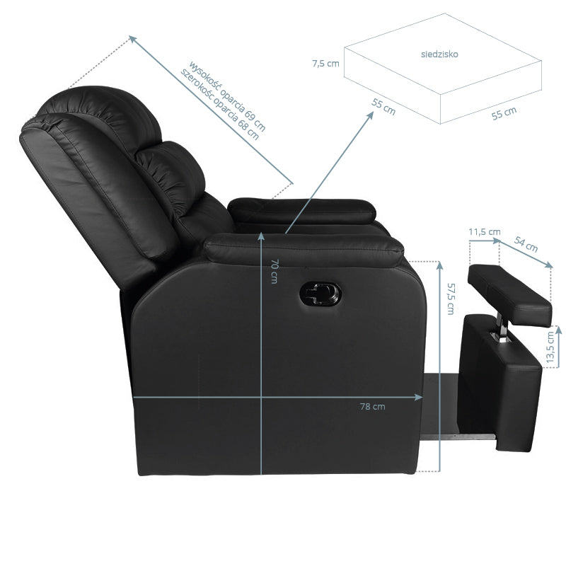 ActiveShop Hilton Pedicure Spa Chair Black - full product view on a white background