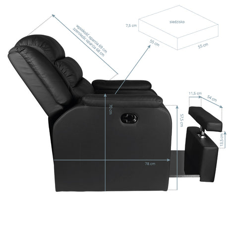 ActiveShop Hilton Pedicure Spa Chair Black - full product view on a white background