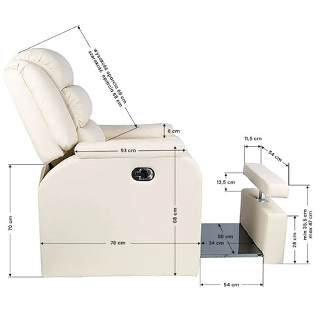 ActiveShop Hilton Pedicure Spa Chair Cream - full product view on a white background