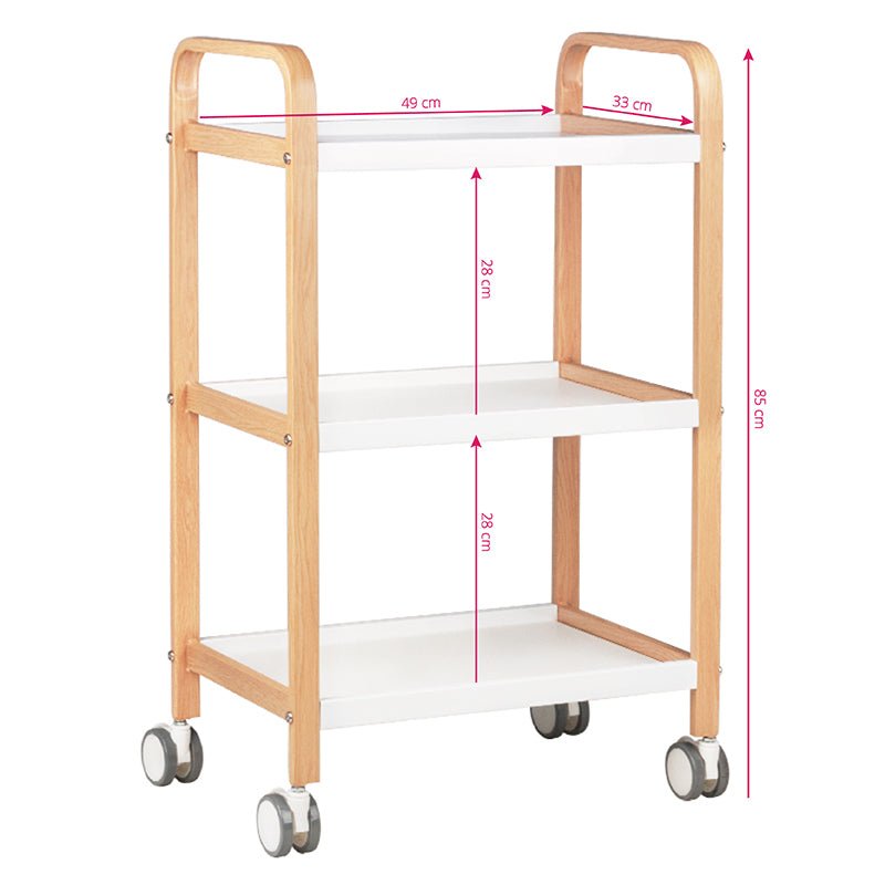 ActiveShop HS09 Wooden Beauty Trolley White - front view showing the storage and construction details
