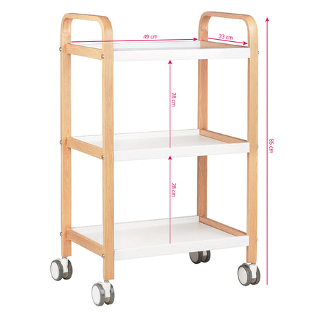 ActiveShop HS09 Wooden Beauty Trolley White - front view showing the storage and construction details