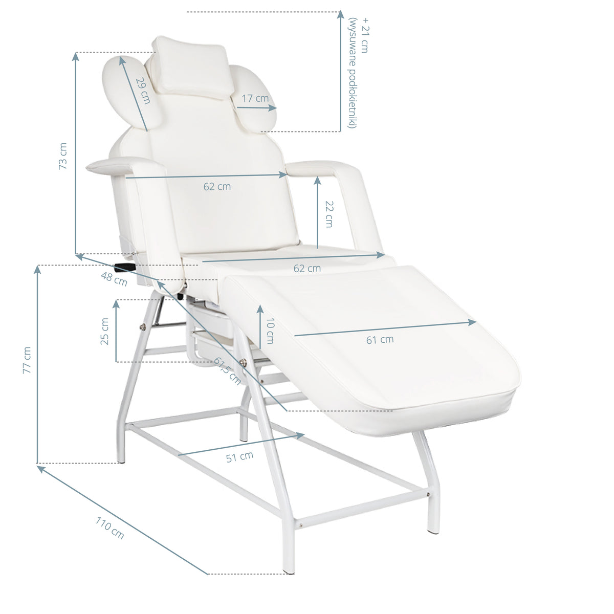 ActiveShop Ivette Eyelash Treatment Chair Grey - full product view on a white background
