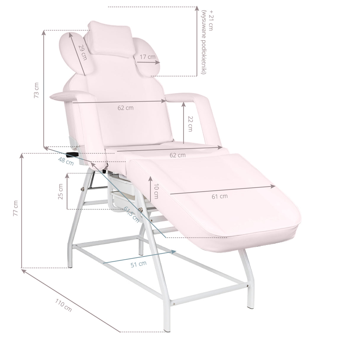 ActiveShop Ivette Eyelash Treatment Chair Pink - close-up showing the headrest, upholstery and adjustment controls