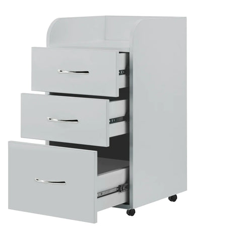 ActiveShop Kombi grey cabinet with all three drawers open
