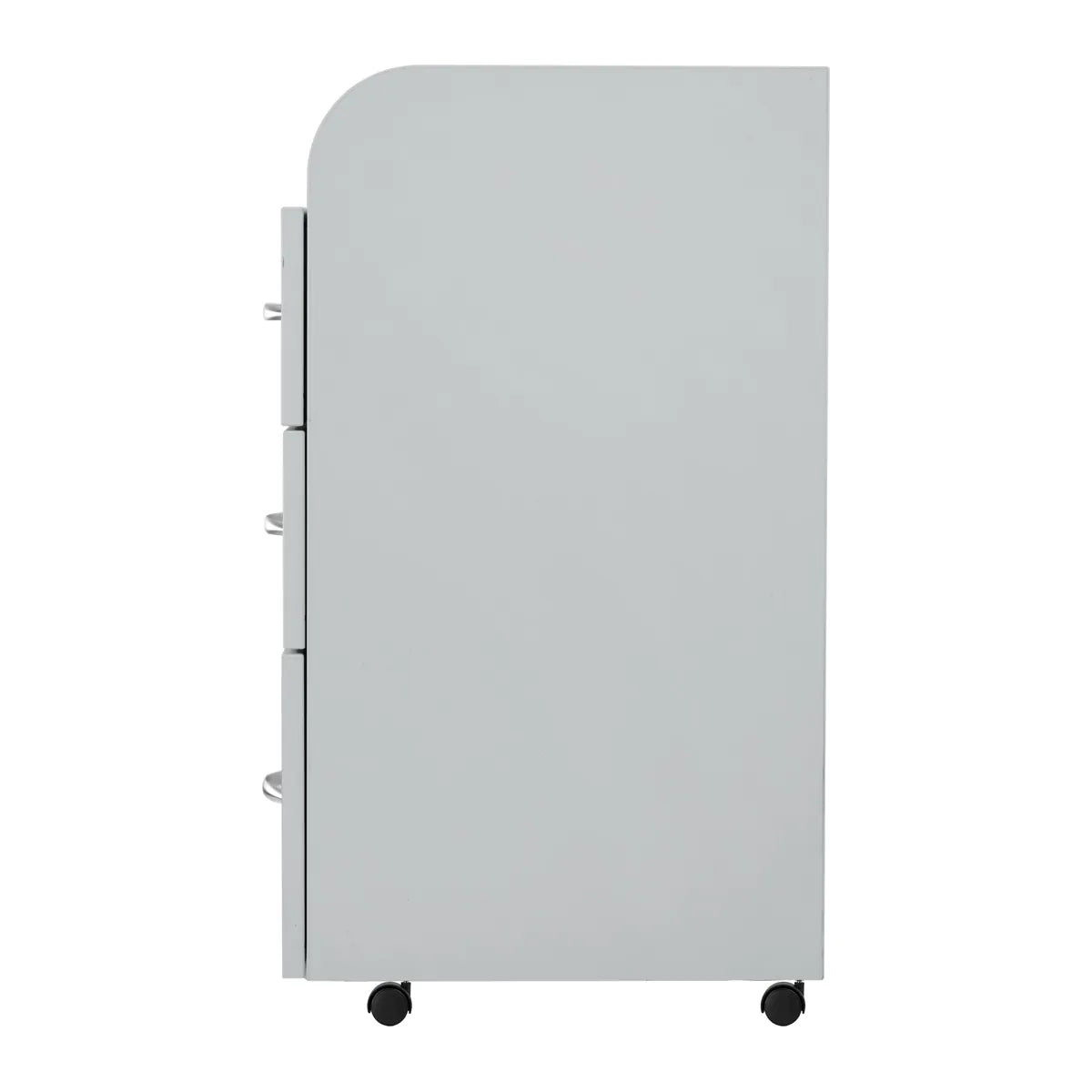Side view of the ActiveShop Kombi grey cabinet on castors