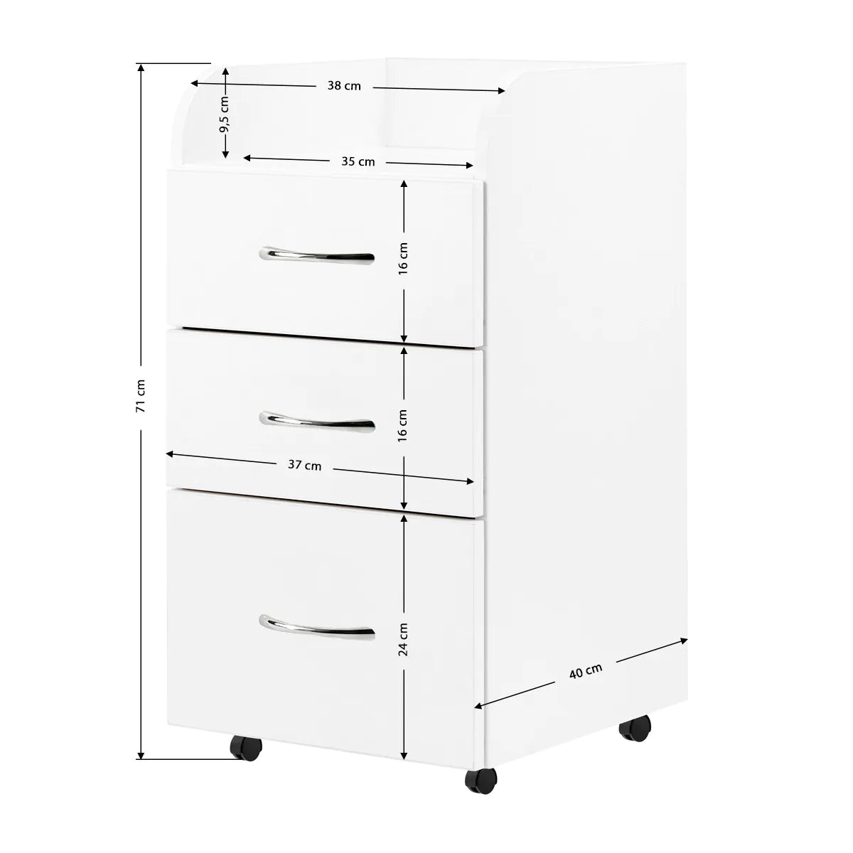 ActiveShop Kombi cabinet dimension diagram showing 71 cm height and 40 cm depth
