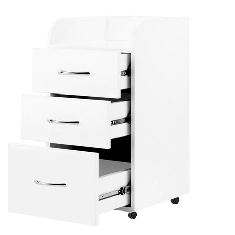 ActiveShop Kombi white cabinet with all three drawers open