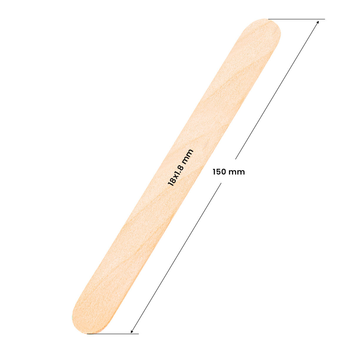 ActiveShop Large Wooden Spatula 150 × 18 × 1.8mm - 50 pcs - isolated on a white background
