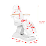 ActiveShop Lux Heated Electric Beauty Bed White - dimensions and measurements shown