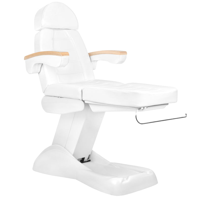 ActiveShop Lux Heated Electric Beauty Bed White - close-up showing the headrest, upholstery and adjustment controls