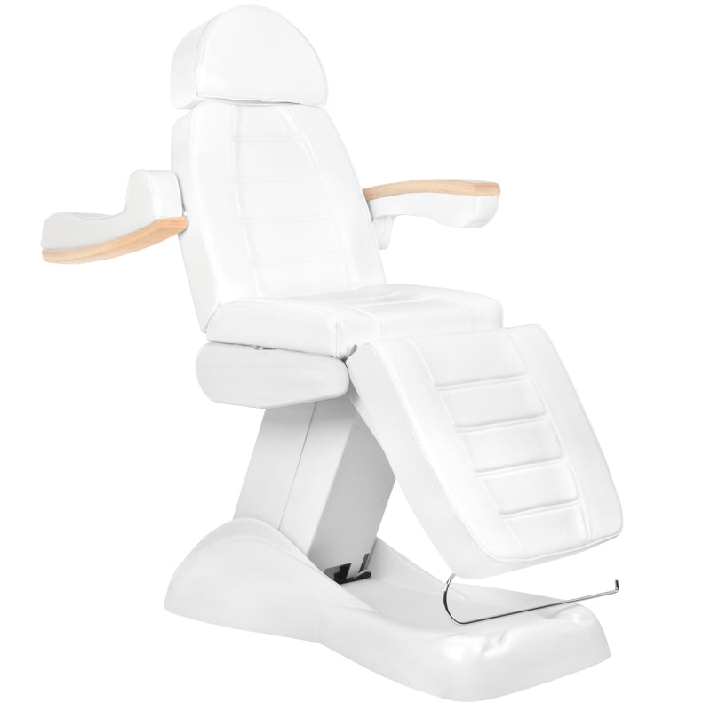 ActiveShop Lux Heated Electric Beauty Bed White - close-up showing the headrest, upholstery and adjustment controls
