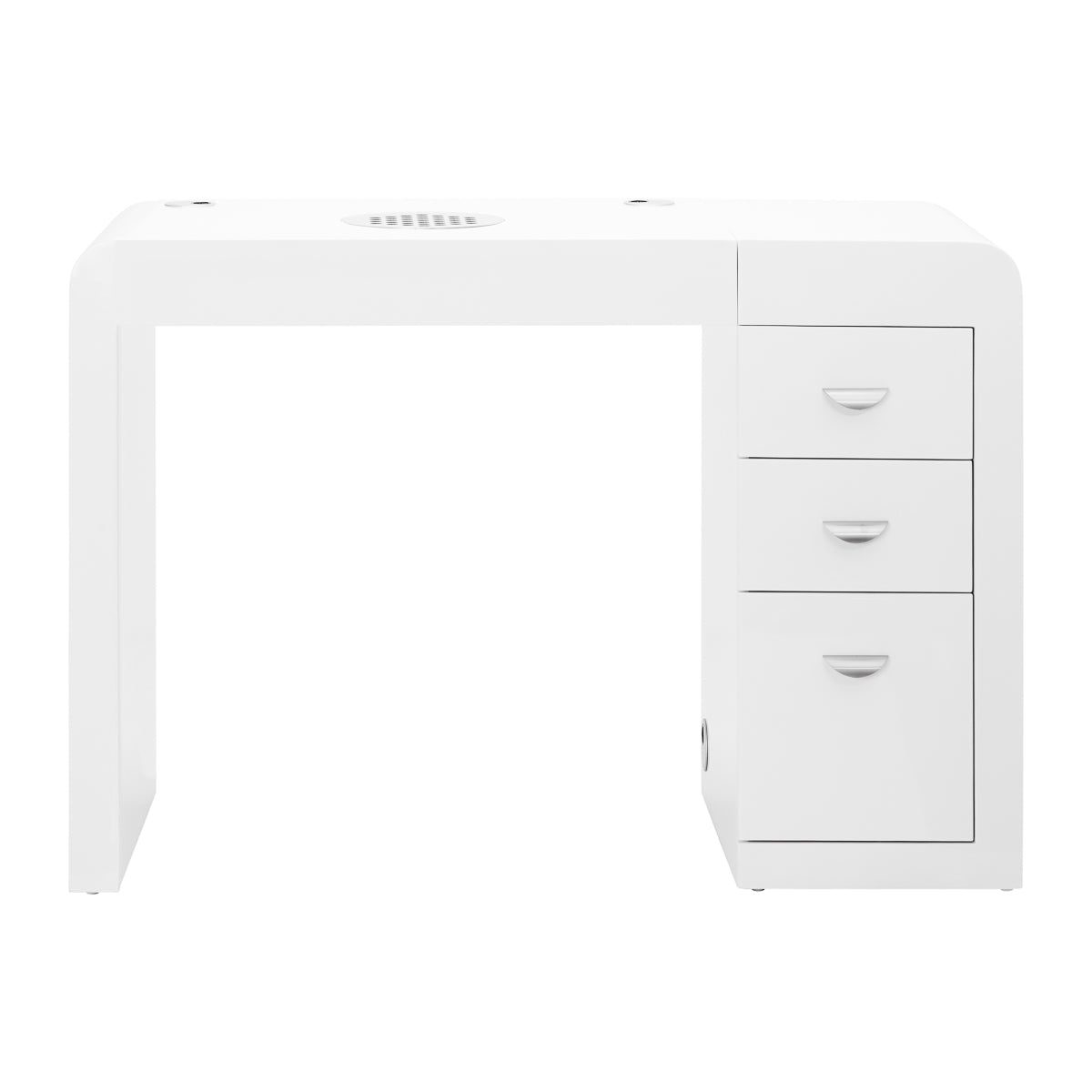 ActiveShop Manicure Desk 312 White Left - front view showing the storage and construction details