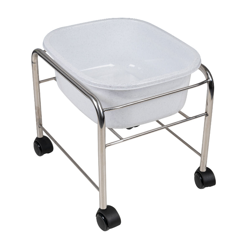 ActiveShop Mobile Pedicure Bowl Stand Chrome - full product view at an angle on a white background
