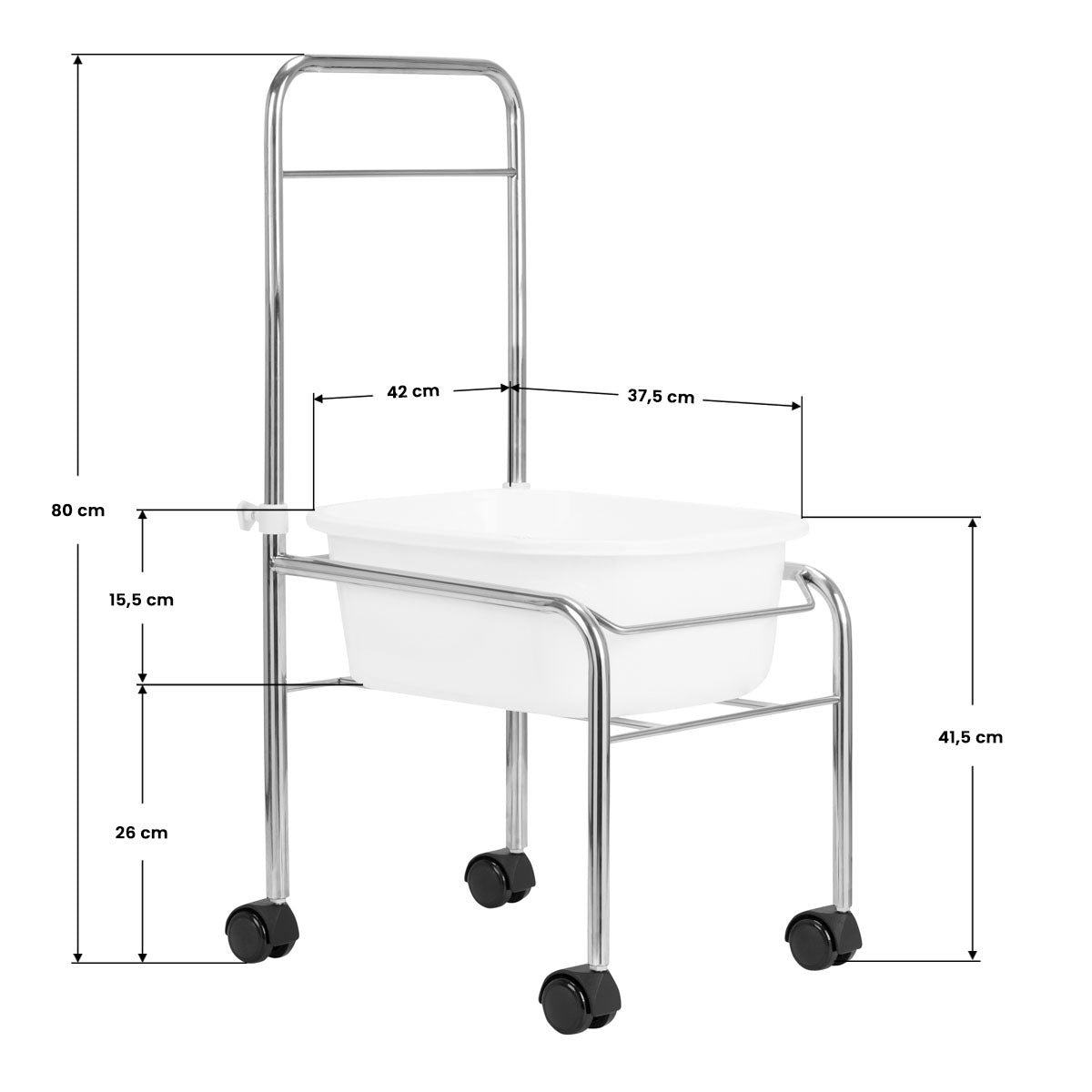 ActiveShop Mobile Pedicure Bowl Stand Chrome - full product view on a white background
