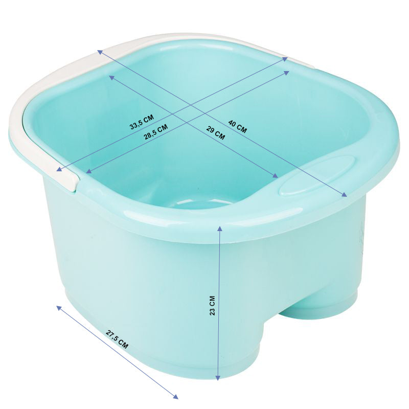 ActiveShop Pedicure Bowl With Massage Rollers Blue - pedicure bowl shown from above with measurements overlaid