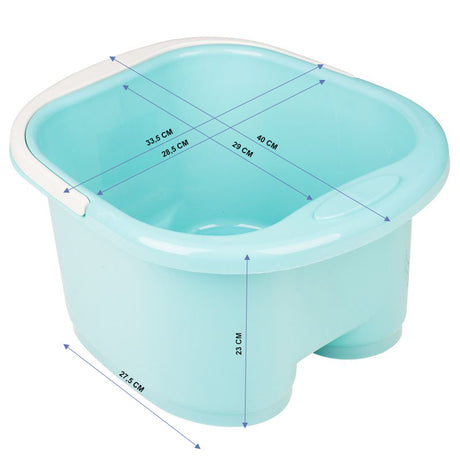 ActiveShop Pedicure Bowl With Massage Rollers Blue - pedicure bowl shown from above with measurements overlaid