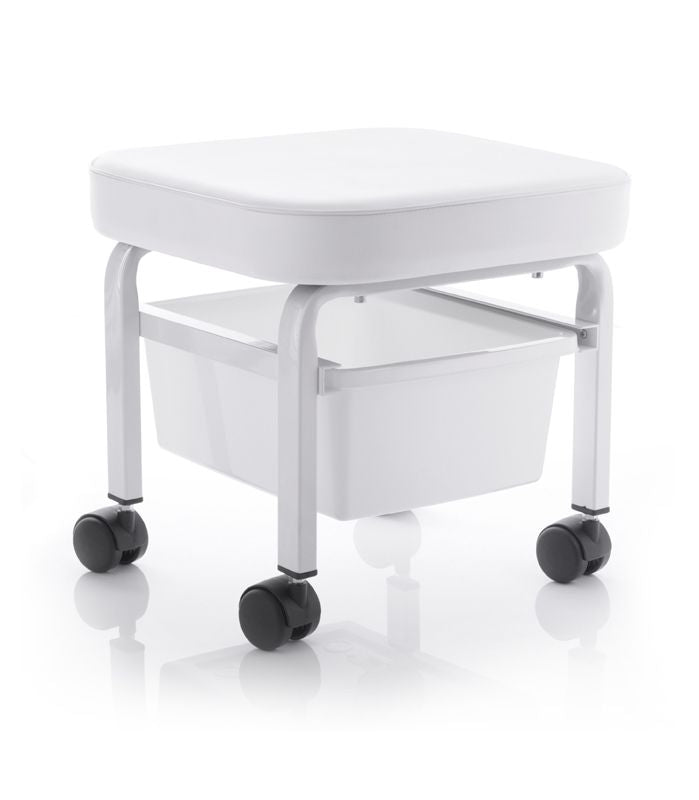 ActiveShop Pedicure Technician Stool With Storage Compartment - full product view at an angle on a white background