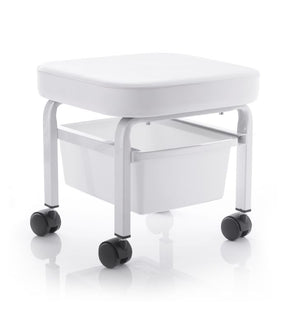 ActiveShop Pedicure Technician Stool With Storage Compartment - full product view at an angle on a white background