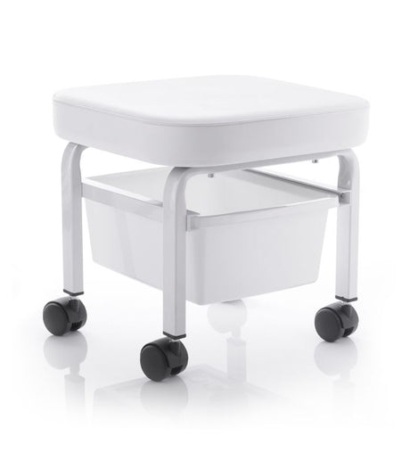 ActiveShop Pedicure Technician Stool With Storage Compartment - full product view at an angle on a white background