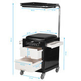 ActiveShop Pedicure Trolley 16 Plus Black / White - dimensions and measurements shown
