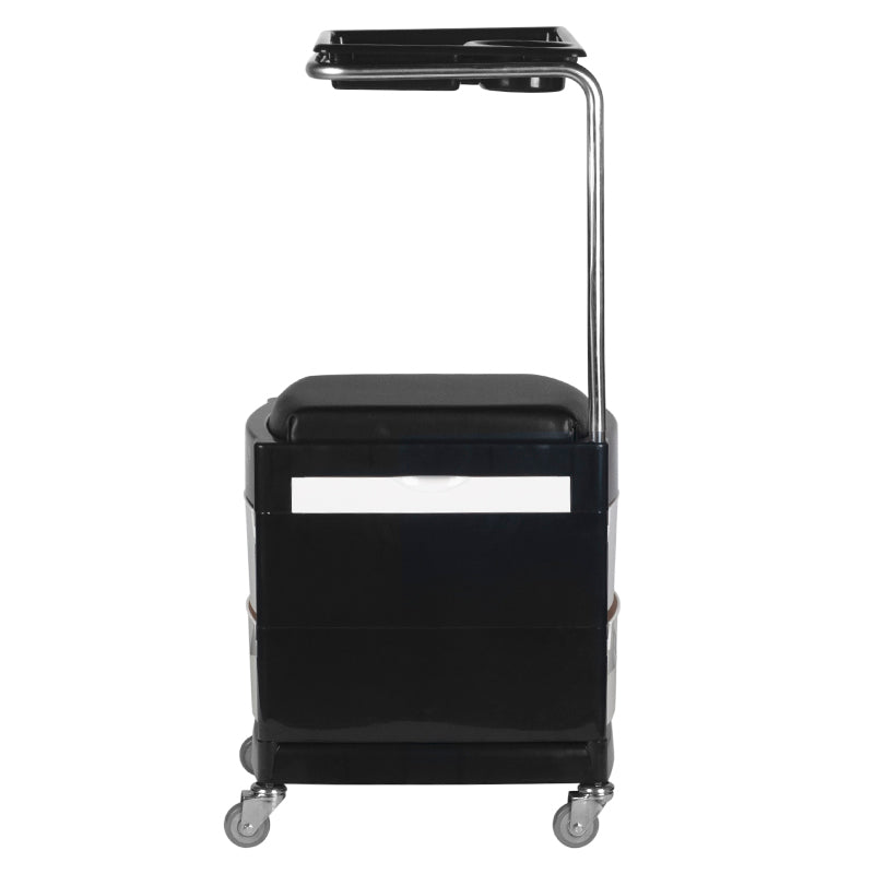 ActiveShop Pedicure Trolley 16 Plus Black / White - front view showing the storage and construction details