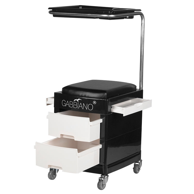 ActiveShop Pedicure Trolley 16 Plus Black / White - front view showing the storage and construction details