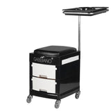 ActiveShop Pedicure Trolley 16 Plus Black / White - front view showing the storage and construction details