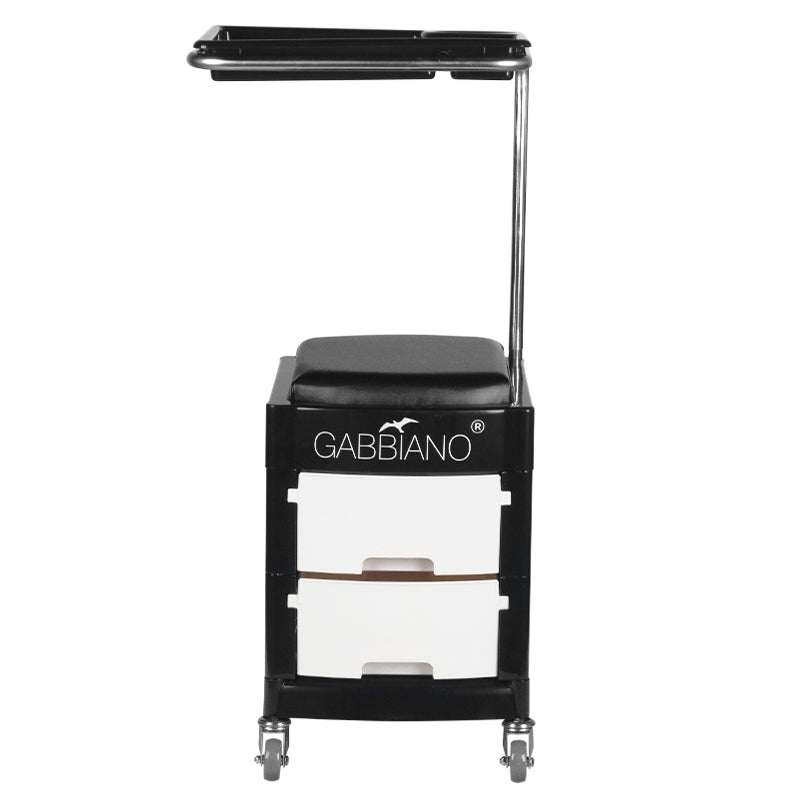 ActiveShop Pedicure Trolley 16 Plus Black / White - front view showing the storage and construction details