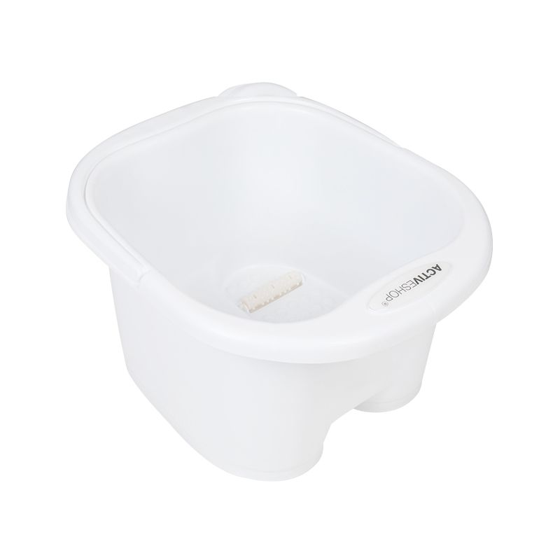 ActiveShop Plastic Pedicure Bowl with Handle & Rollers White - pedicure bowl shown from above on a white background