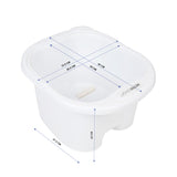 ActiveShop Plastic Pedicure Bowl with Handle & Rollers White - pedicure bowl shown from above with measurements overlaid