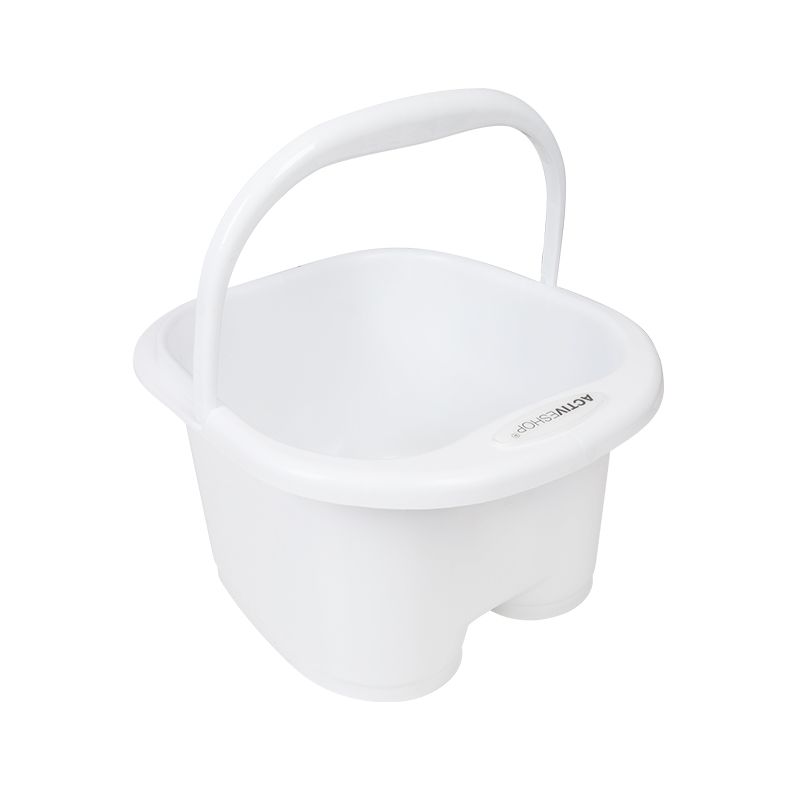 ActiveShop Plastic Pedicure Bowl with Handle & Rollers White - pedicure bowl shown from above on a white background