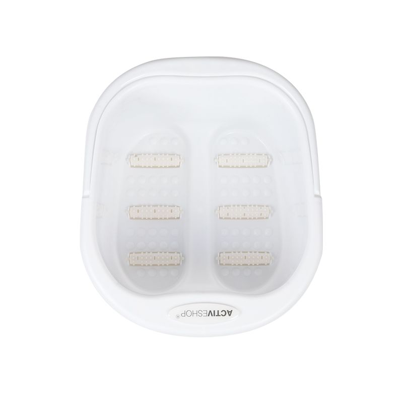 ActiveShop Plastic Pedicure Bowl with Handle & Rollers White - pedicure bowl shown from above on a white background