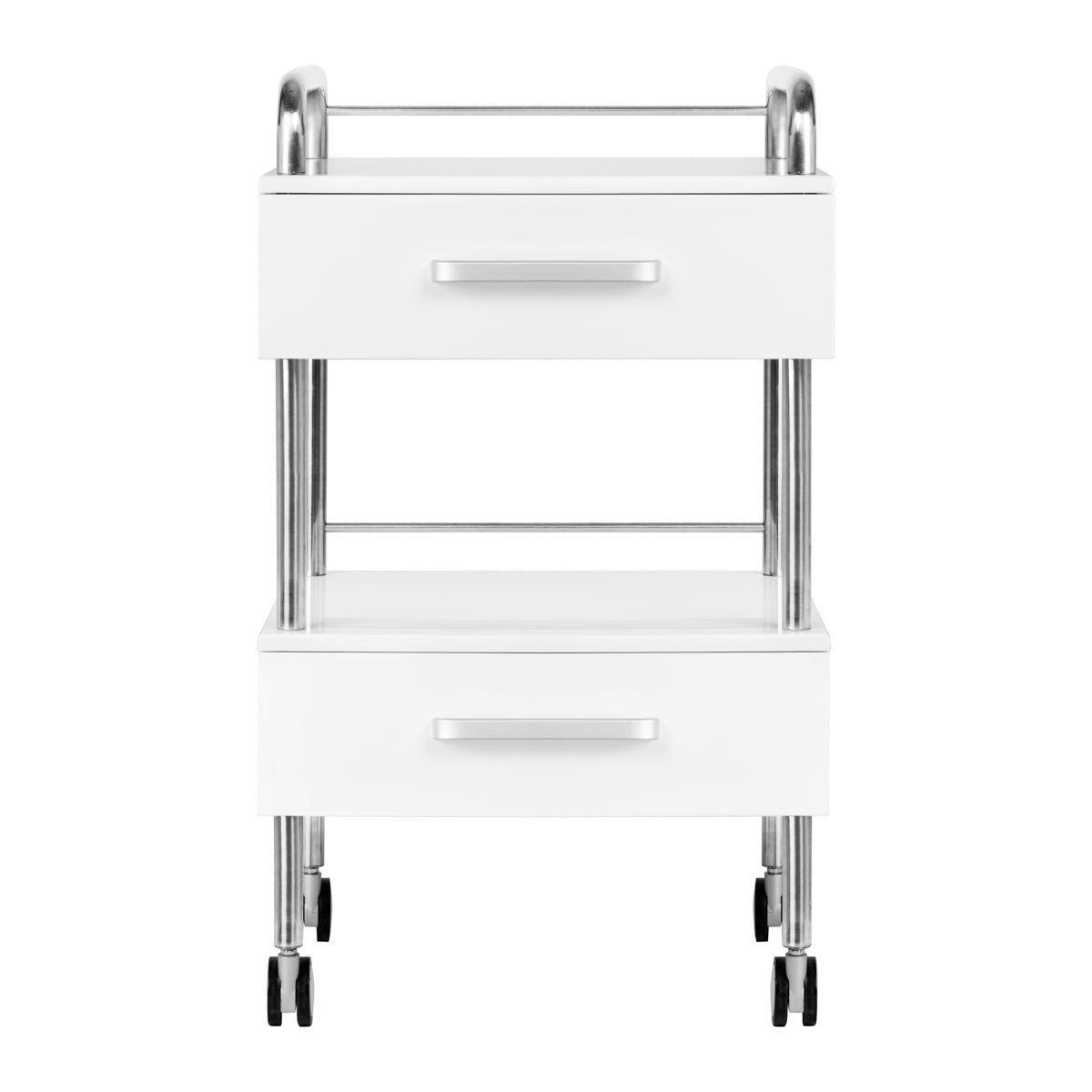 ActiveShop Podiatry Beauty Trolley 6051 White - front view showing the storage and construction details