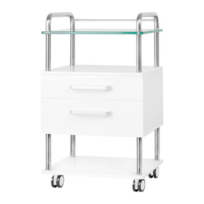 ActiveShop Podiatry Beauty Trolley 6052 White - front view showing the storage and construction details