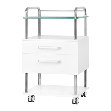 ActiveShop Podiatry Beauty Trolley 6052 White - front view showing the storage and construction details