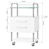 ActiveShop Podiatry Beauty Trolley 6052 White - dimensions and measurements shown