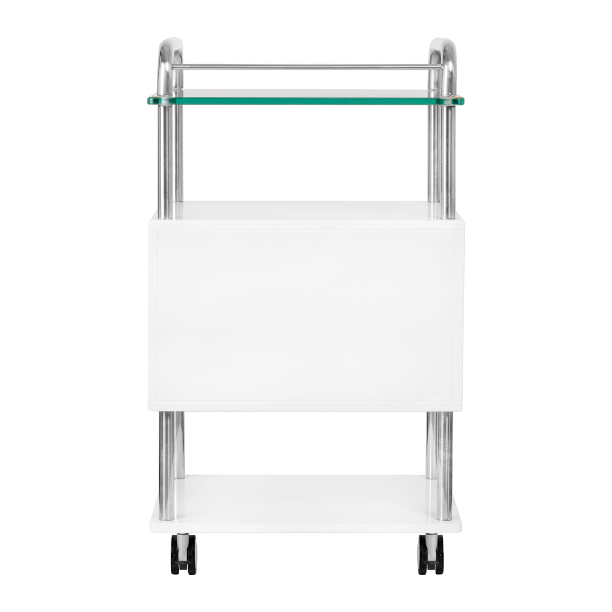 ActiveShop Podiatry Beauty Trolley 6052 White - front view showing the storage and construction details