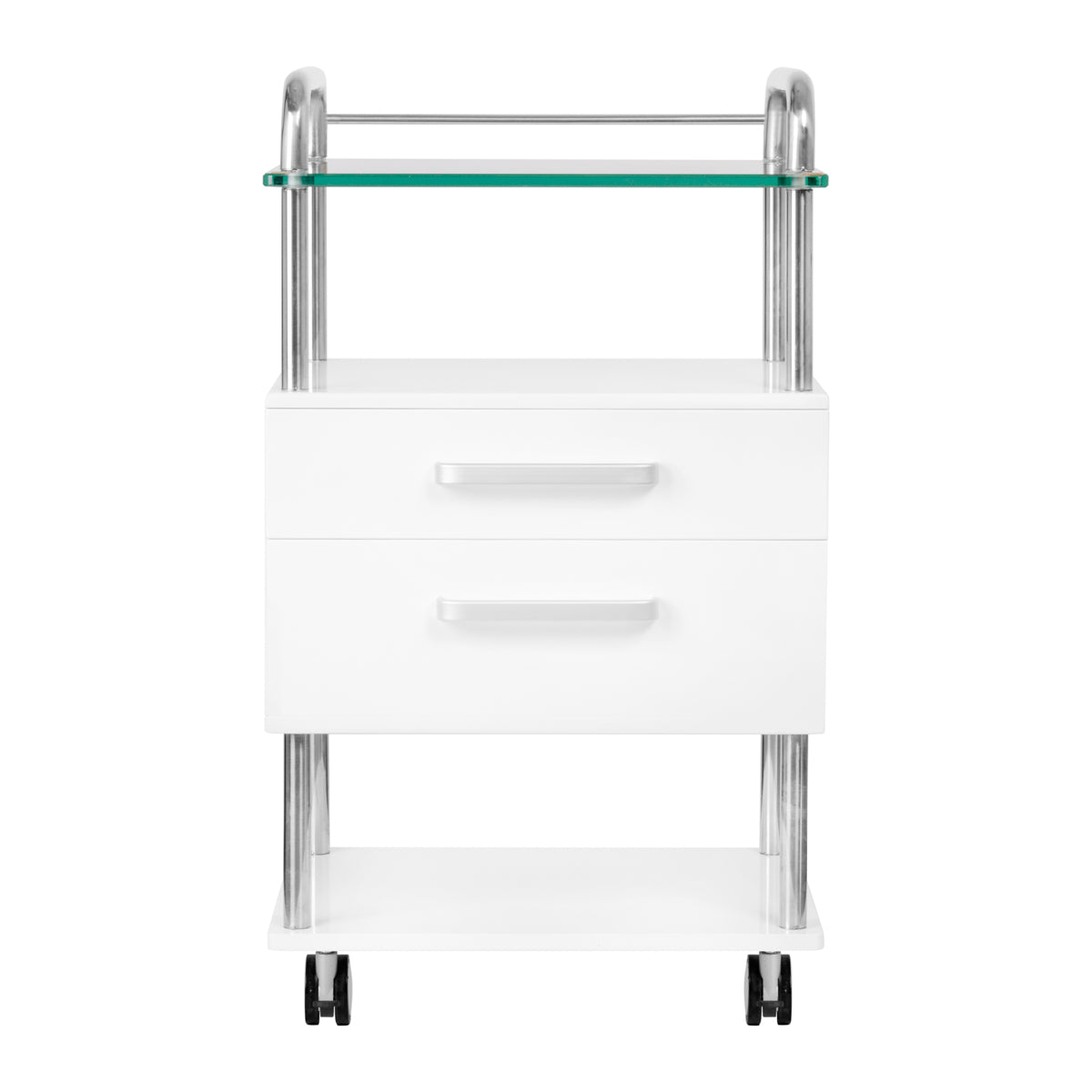 ActiveShop Podiatry Beauty Trolley 6052 White - front view showing the storage and construction details