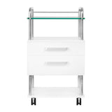 ActiveShop Podiatry Beauty Trolley 6052 White - front view showing the storage and construction details