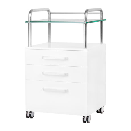 ActiveShop Podiatry Beauty Trolley 6053 White - front view showing the storage and construction details