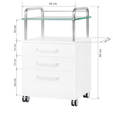 ActiveShop Podiatry Beauty Trolley 6053 White - front view showing the storage and construction details