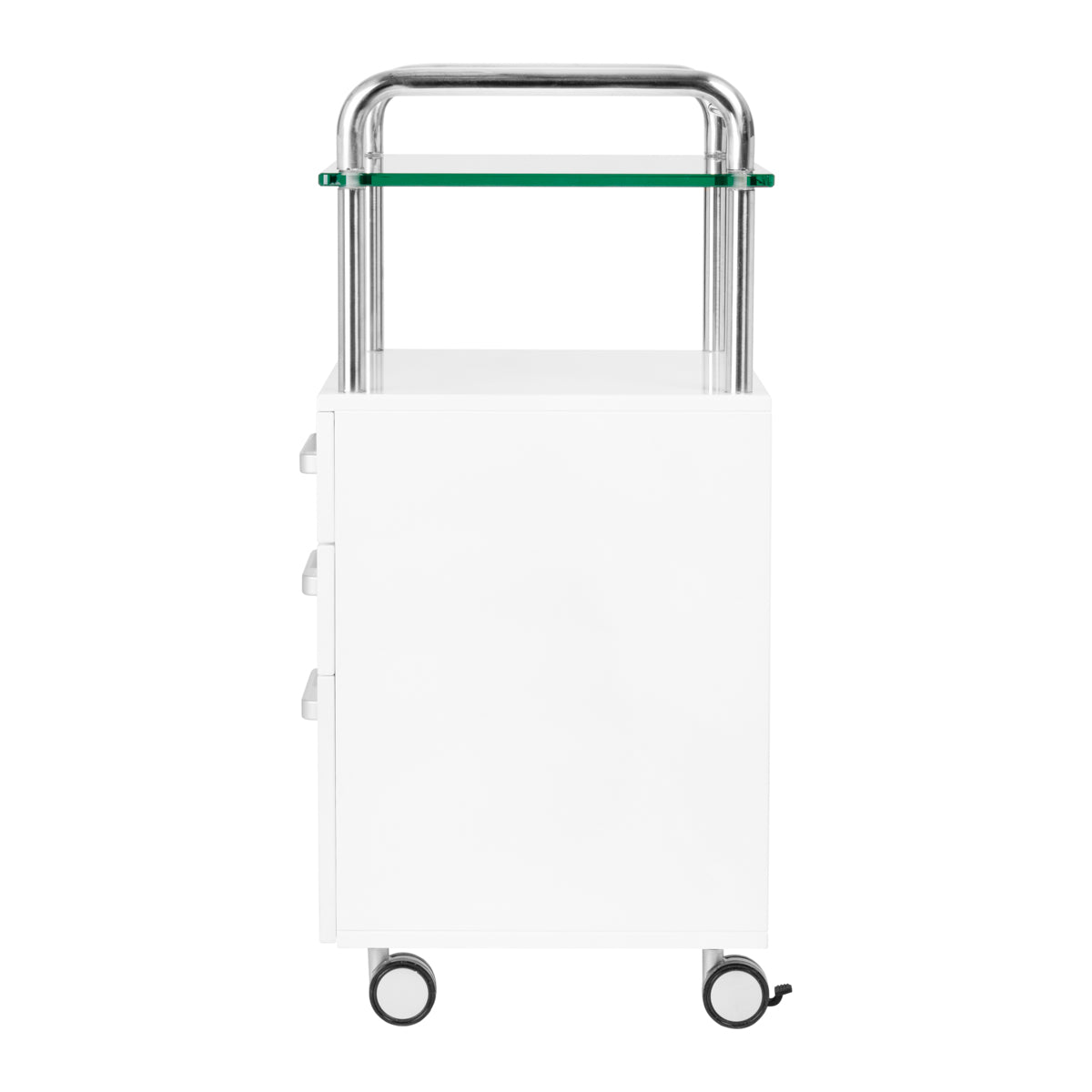 ActiveShop Podiatry Beauty Trolley 6053 White - front view showing the storage and construction details