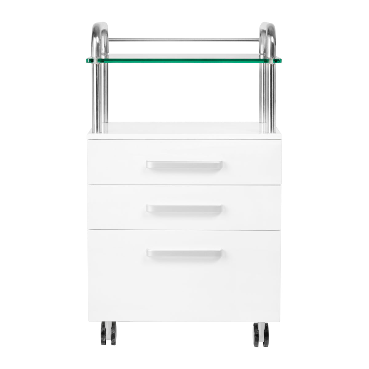 ActiveShop Podiatry Beauty Trolley 6053 White - front view showing the storage and construction details