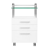 ActiveShop Podiatry Beauty Trolley 6053 White - front view showing the storage and construction details