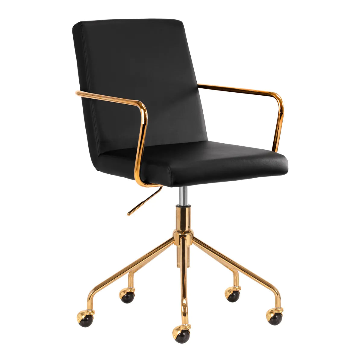 ActiveShop QS-OF211G Beauty Chair Black & Gold - full product view at an angle on a white background